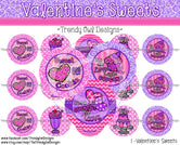 Valentine's Sweets - 1" BOTTLE CAP IMAGES - INSTANT DOWNLOAD