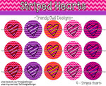 Striped Hearts - 1" BOTTLE CAP IMAGES - INSTANT DOWNLOAD