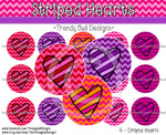 Striped Hearts - 1" BOTTLE CAP IMAGES - INSTANT DOWNLOAD