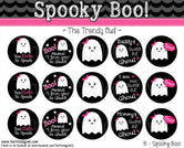 Spooky Boo! Ghost -  Halloween Themed - 1" BOTTLE CAP IMAGES - INSTANT DOWNLOAD
