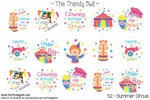 Summer Circus - 1" BOTTLE CAP IMAGES - INSTANT DOWNLOAD