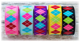 7/8" Bright Colored Argyle Print - 5yd Roll
