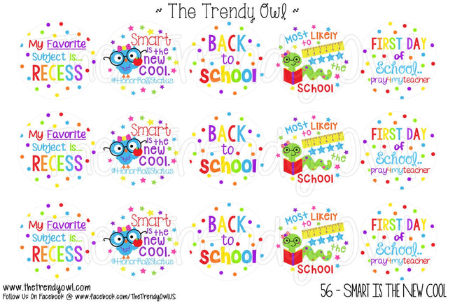 M2M "Smart Is The New Cool" Collection - Back To School - 1" BOTTLE CAP IMAGES - INSTANT DOWNLOAD