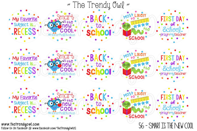M2M "Smart Is The New Cool" Collection - Back To School - 1" BOTTLE CAP IMAGES - INSTANT DOWNLOAD