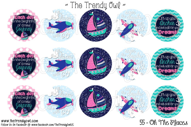 M2M "Oh The Places She Will Go" Collection - 1" BOTTLE CAP IMAGES - INSTANT DOWNLOAD