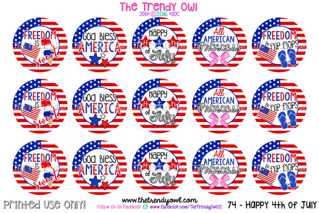 God Bless America - 4th of July - 1" BOTTLE CAP IMAGES - INSTANT DOWNLOAD