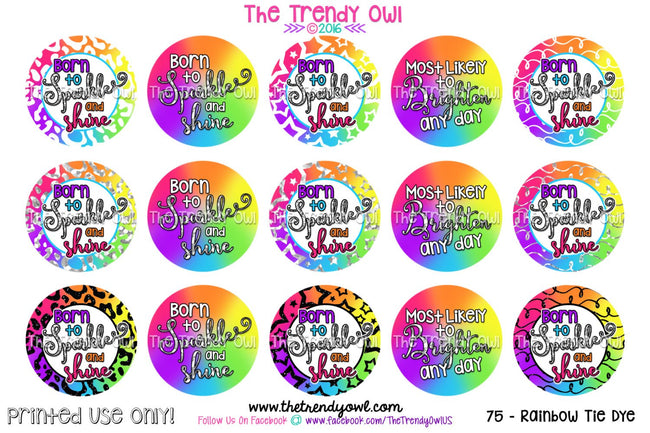 Born To Sparkle And Shine - 1" Bottle Cap Images - INSTANT DOWNLOAD