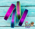 3/8", 7/8", 1.5" & 3" - Purple Laser Foil Mermaid Scales - 5yd Roll