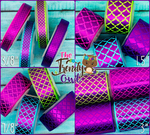 3/8", 7/8", 1.5" & 3" - Purple Laser Foil Mermaid Scales - 5yd Roll