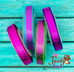 3/8", 7/8", 1.5" & 3" - Pink Laser Foil Mermaid Scales - 5yd Roll